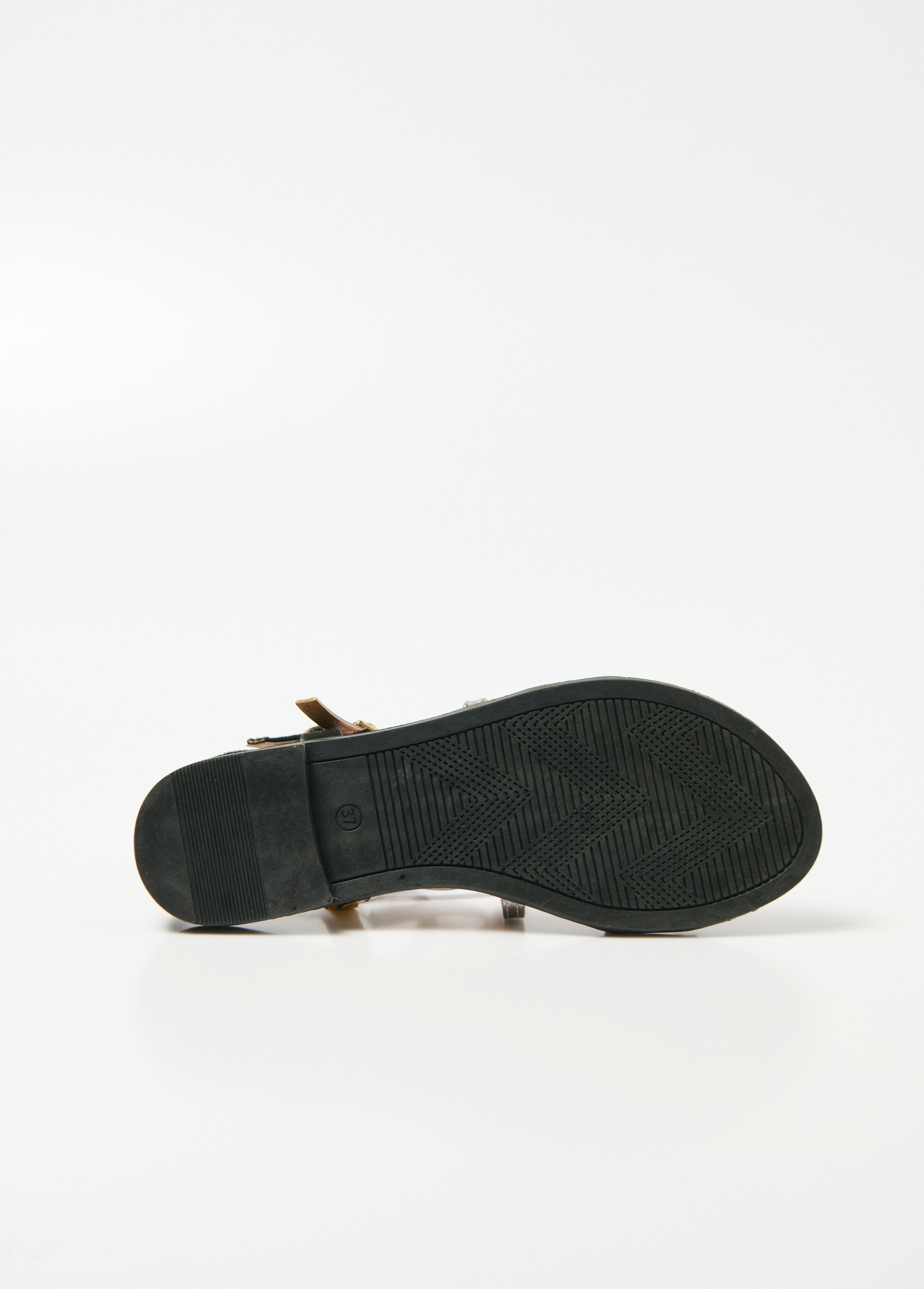 Two-material_gladiator_sandals_with_straps_Black_and_silver_UN1_slim