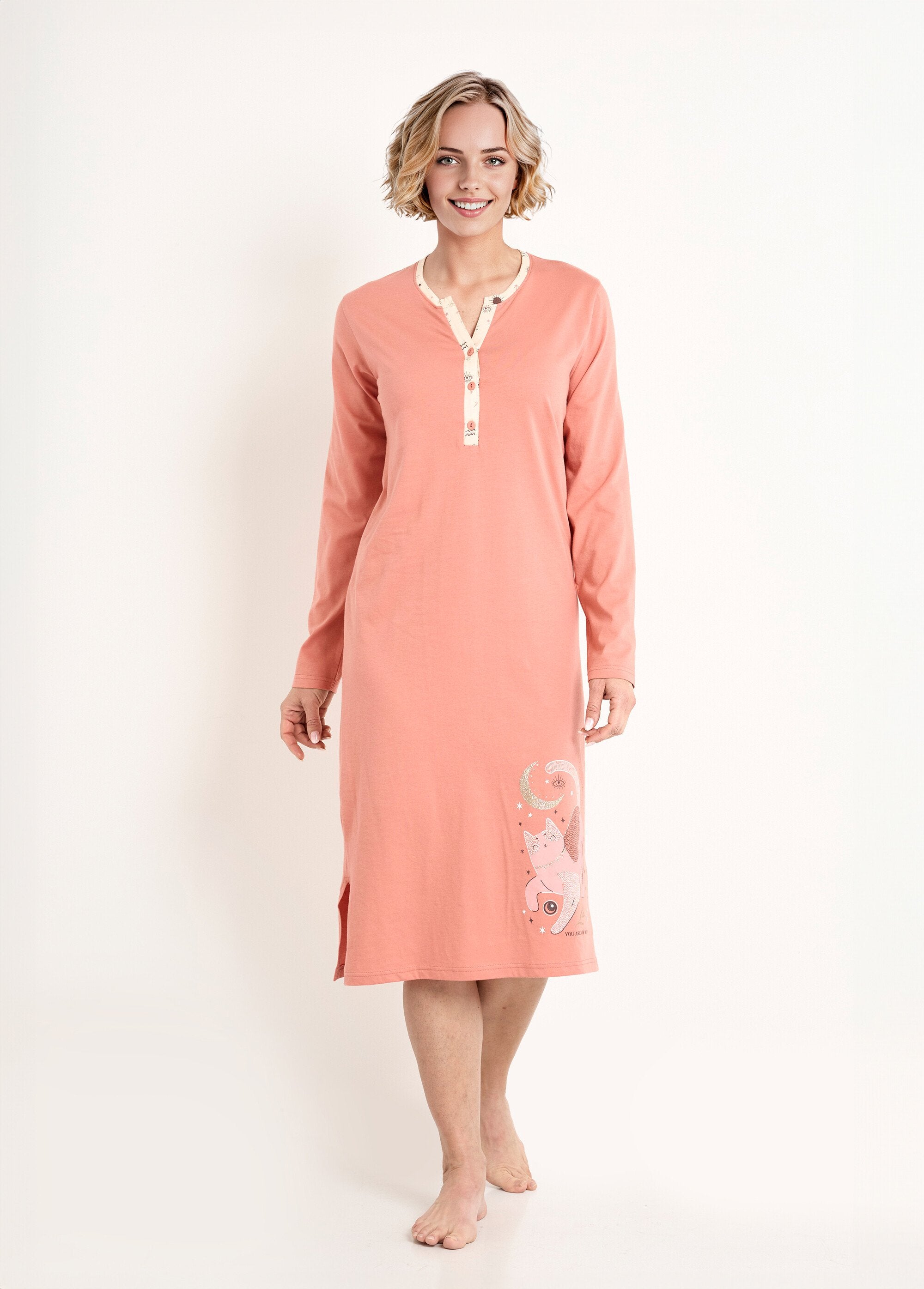 Mid-length_cotton_buttoned_liquette_nightdress_Terracotta_FA1_slim