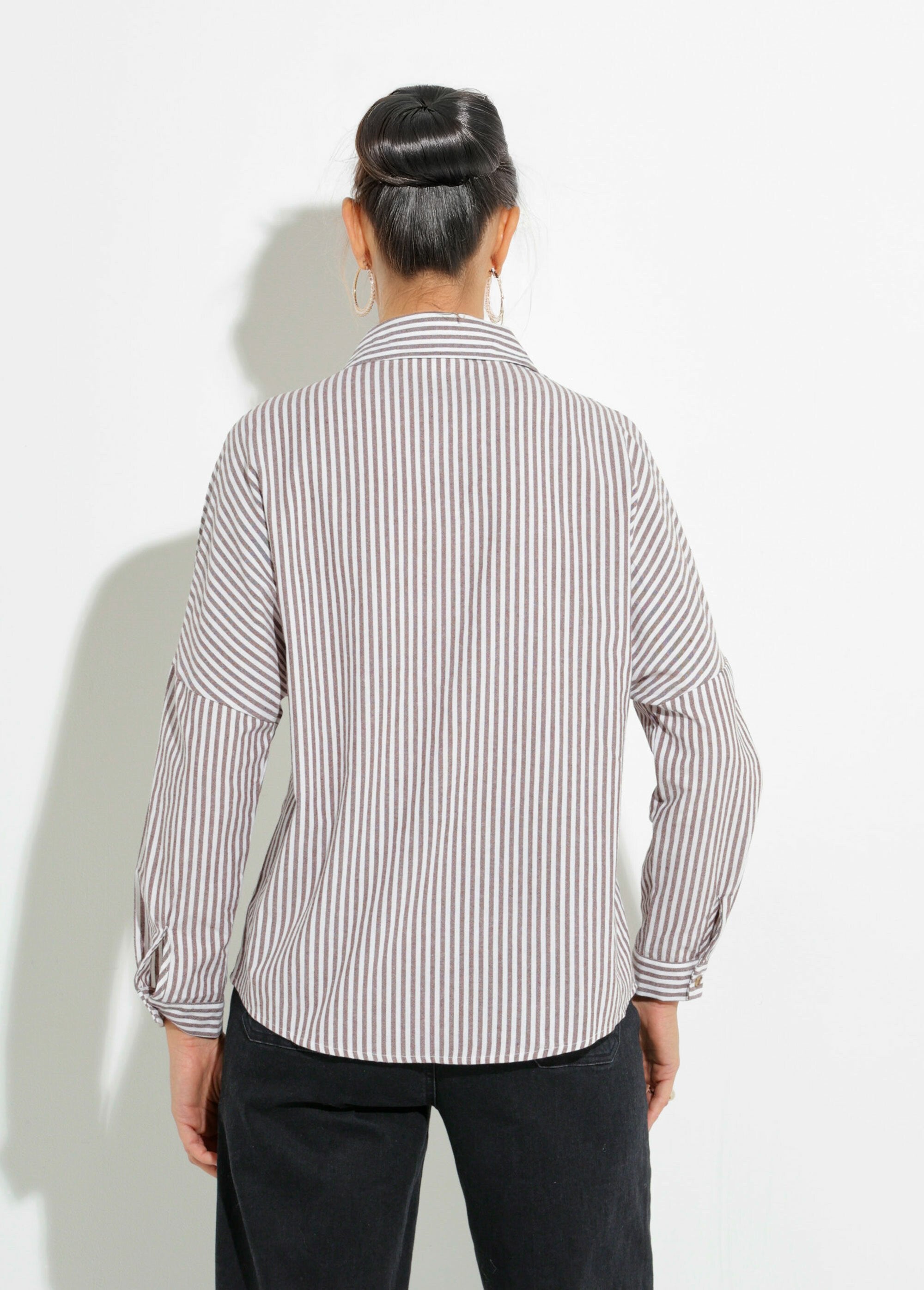 Striped_blouse,_dropped_shoulders_Brown_stripe_DO1_slim