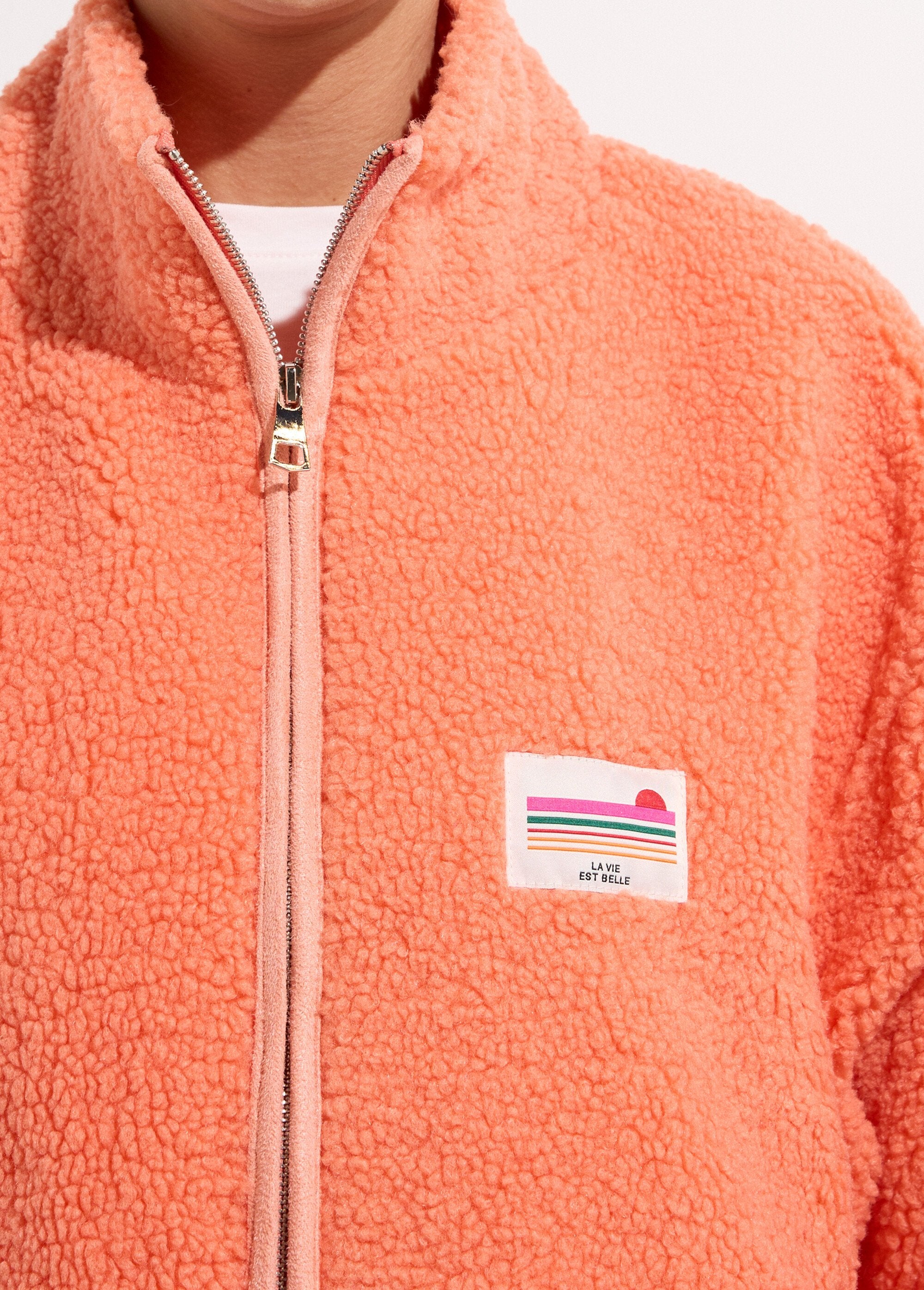 Warm_fleece_zip-up_vest,_high_collar_Orange__DE2_slim