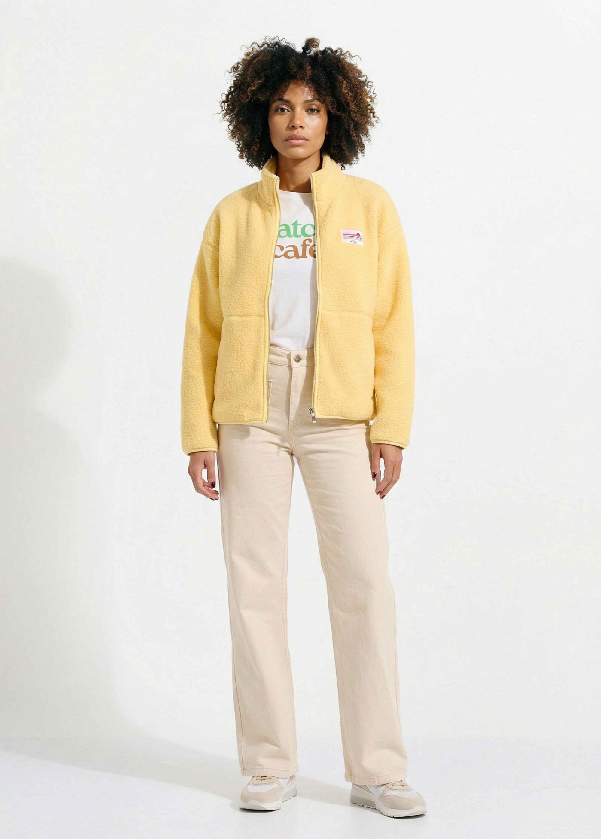 Gilet_zippé_chaud_polaire,_col_montant_Jaune_SF1_slim