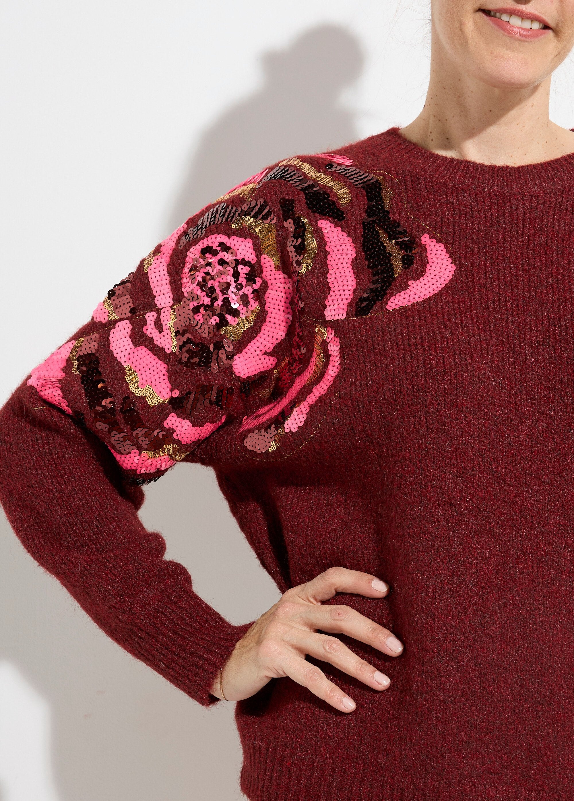 Crew_neck_sweater_with_sequined_flower_design_Bordeaux__DE1_slim