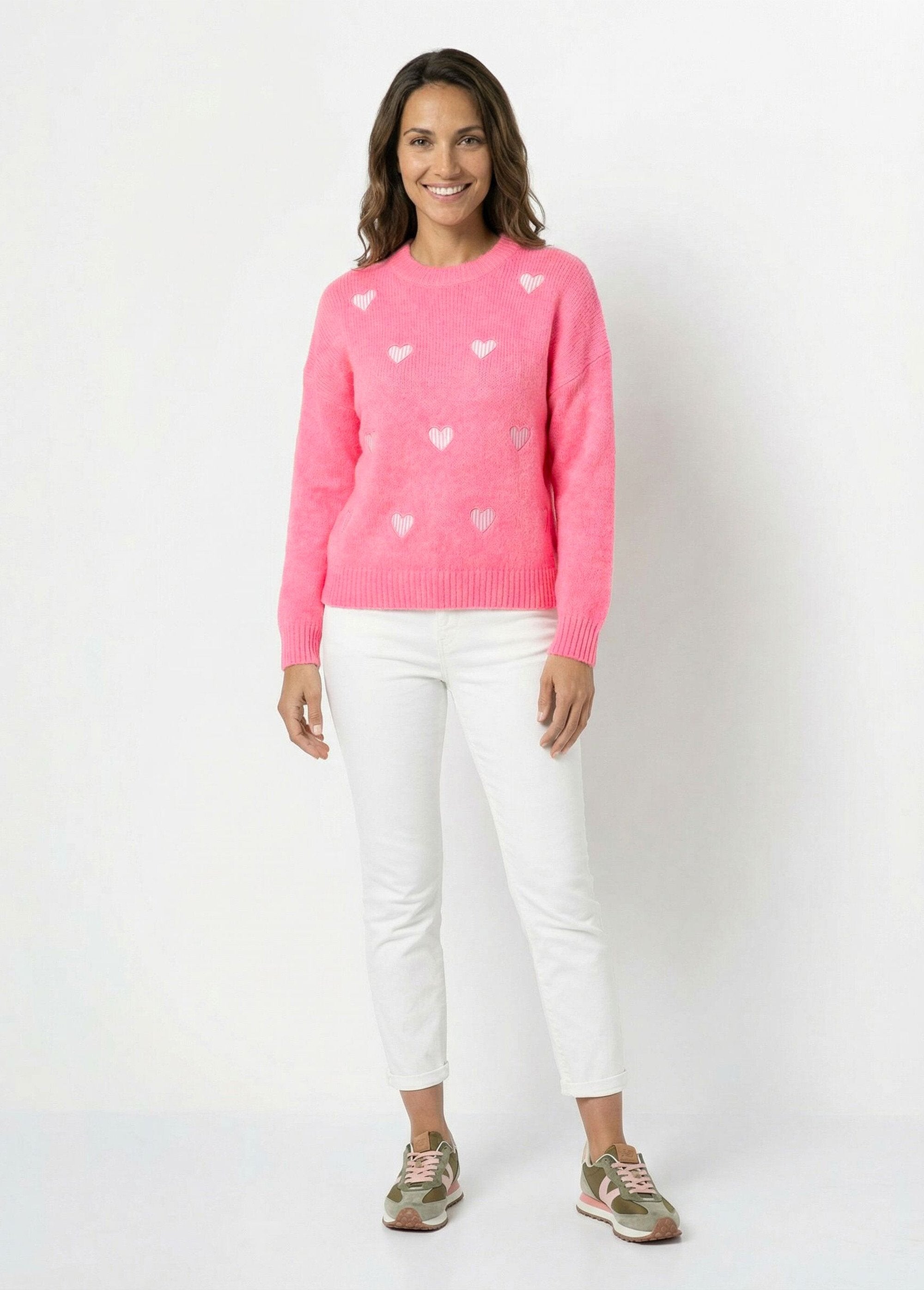 Striped_heart-patterned_crew_neck_sweater_with_wool_Fluorescent_pink_SF1_slim