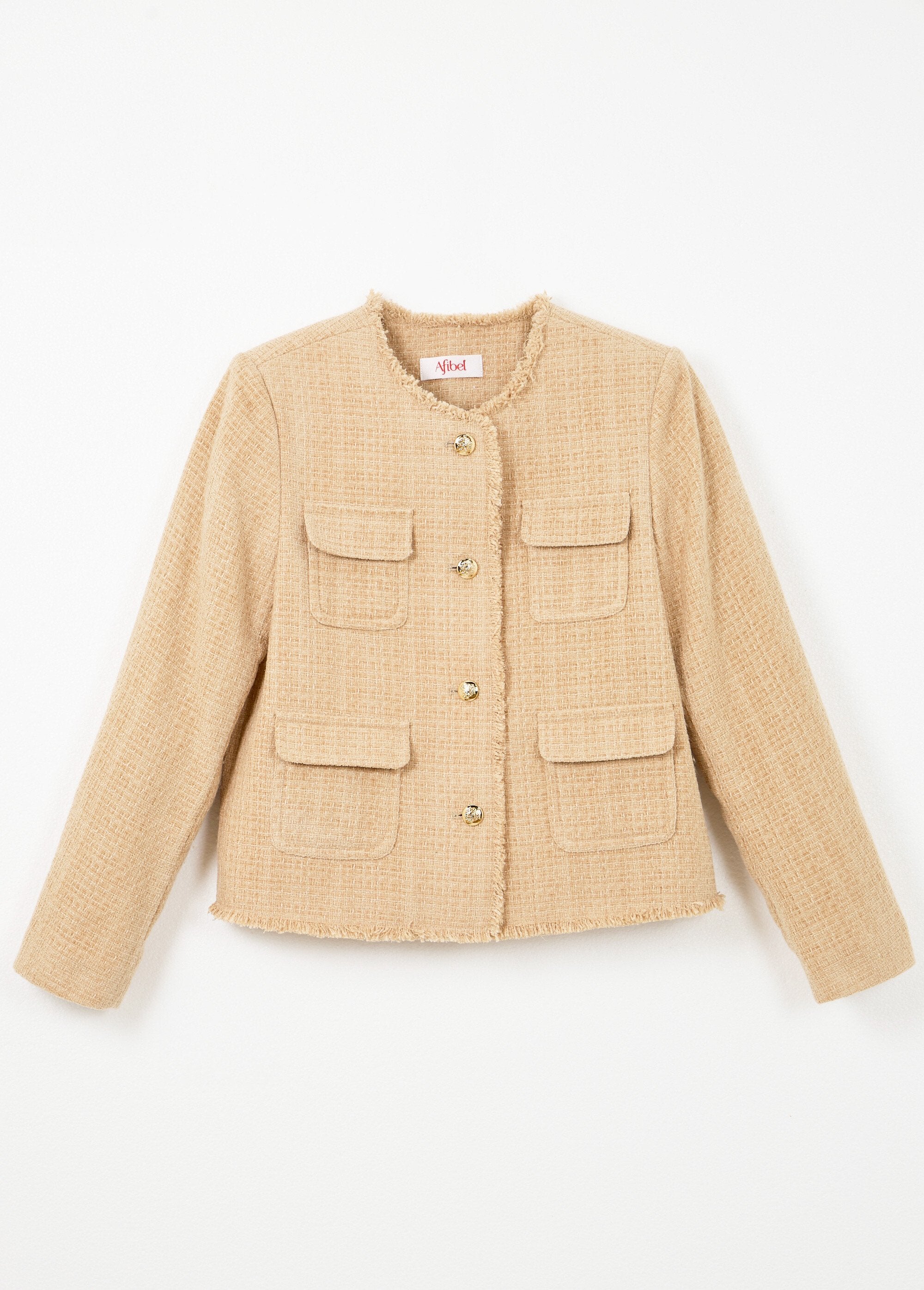 Fringed_button-down_collarless_tweed_jacket_Almond_AP1_slim