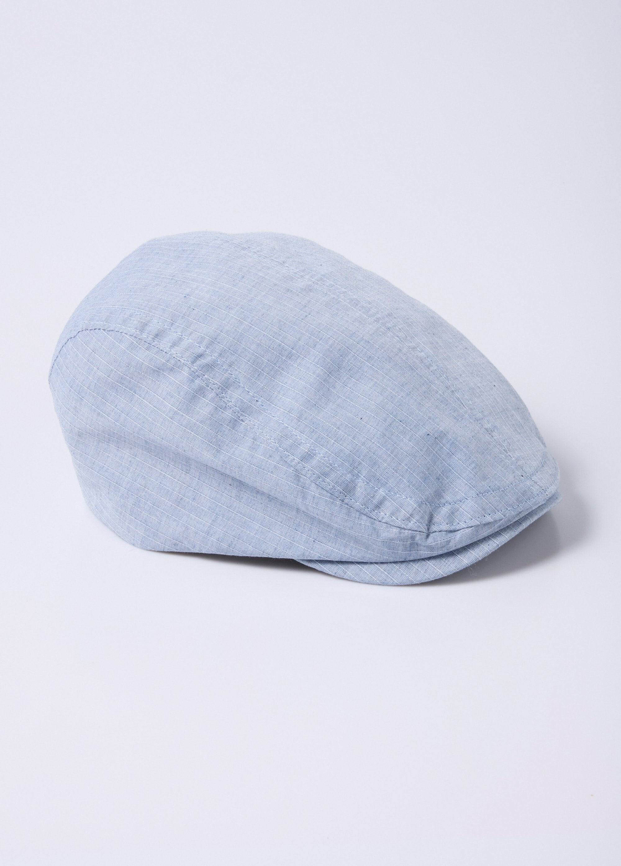 Casquette_plate_en_toile_coton_texturée_Bleu_ciel_FA1_slim