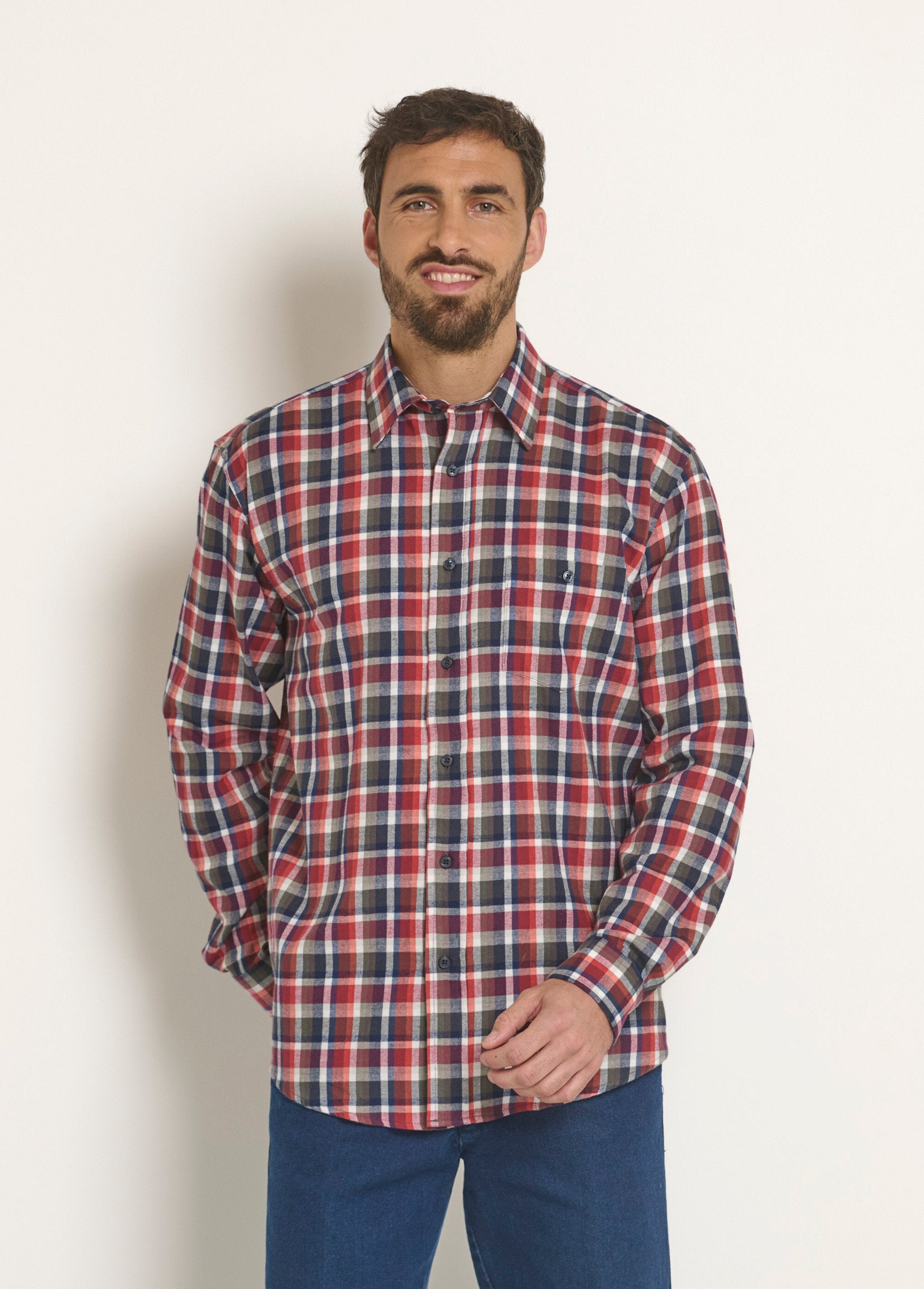 Warm_flannel_plaid_shirt,_dark_Red_and_black_tiles_FA1_slim