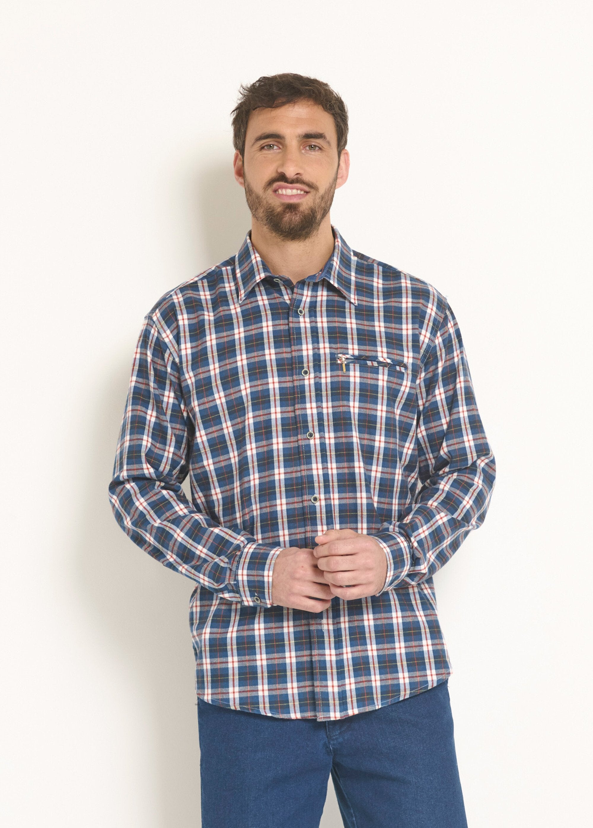 Warm_flannel_shirt_with_small_checks_Navy_tiles_FA1_slim