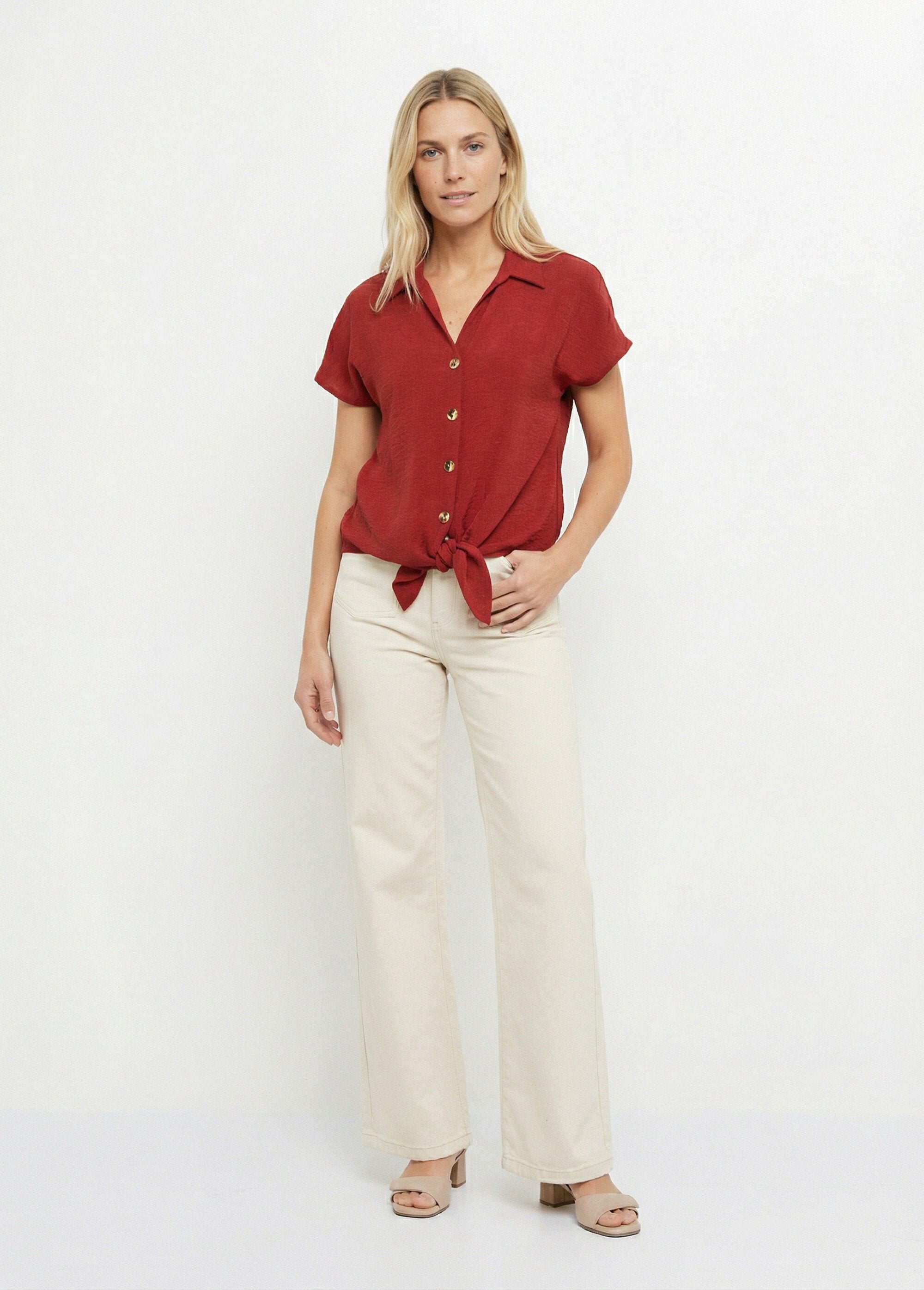 Short-sleeved_blouse,_tied_at_the_waist_Terracotta_SF1_slim