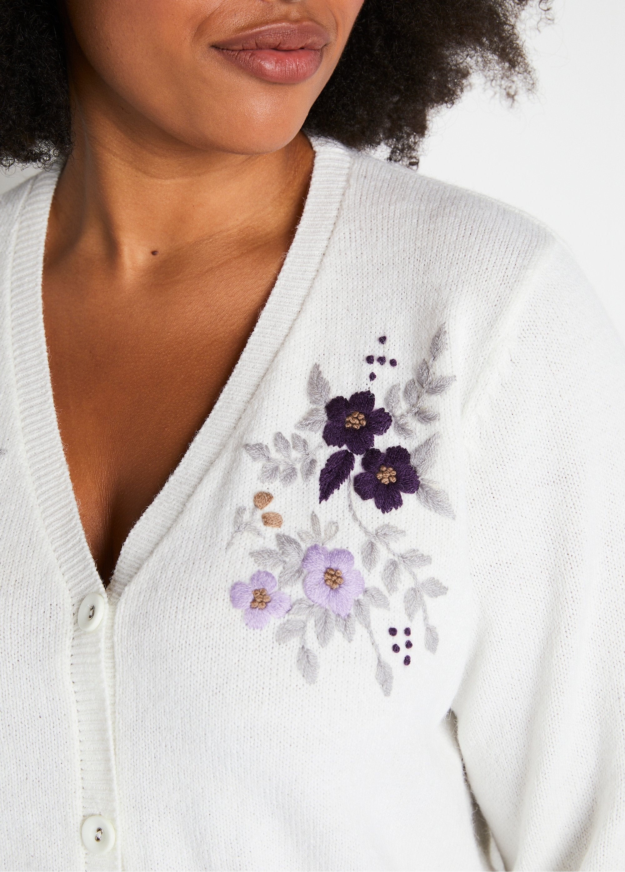 Soft_plain_V-neck_buttoned_short_embroidered_cardigan_Ecru_DE2_curvy