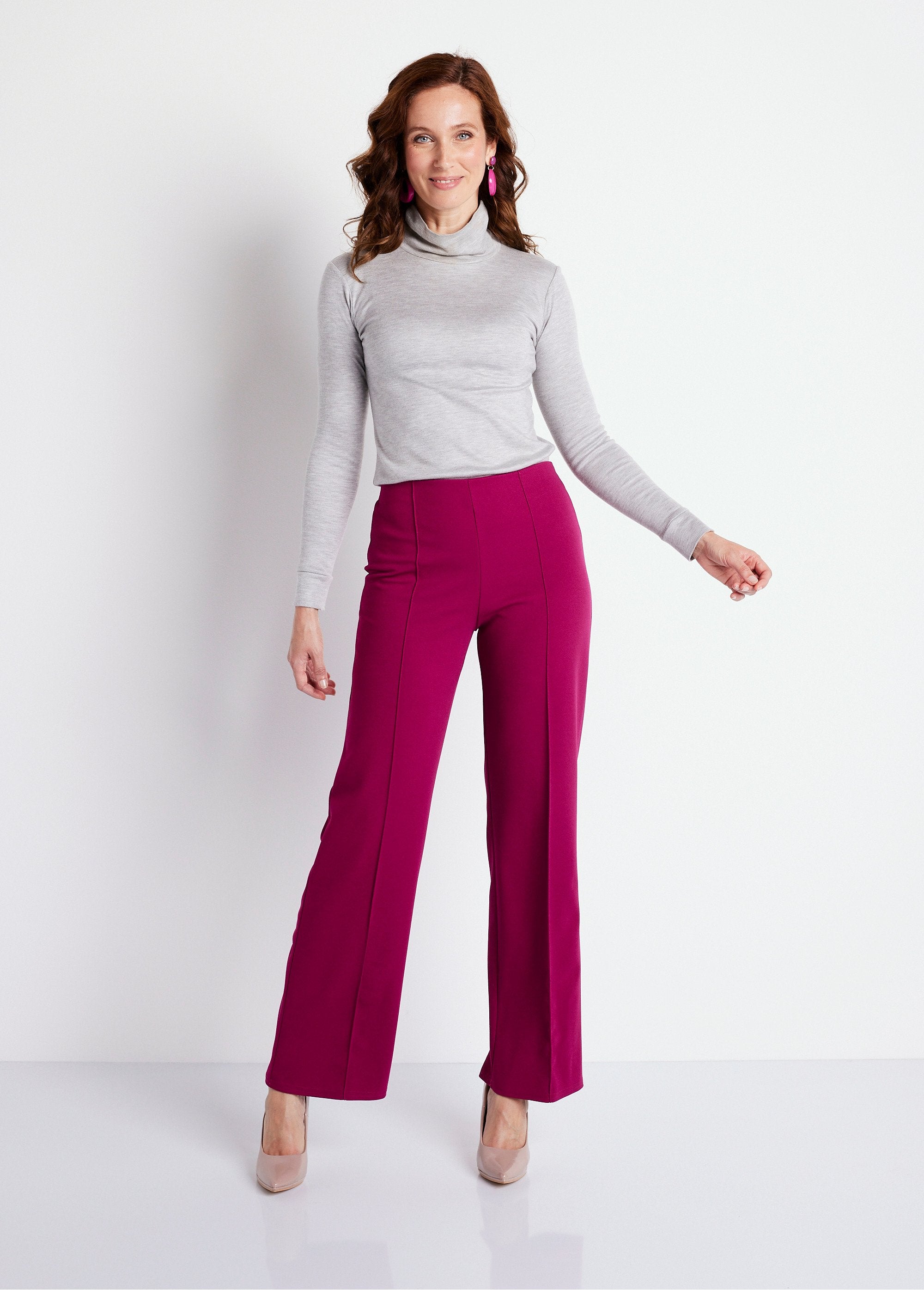 Elasticated_waist_crepe_knit_pants_Raspberry_SF1_slim