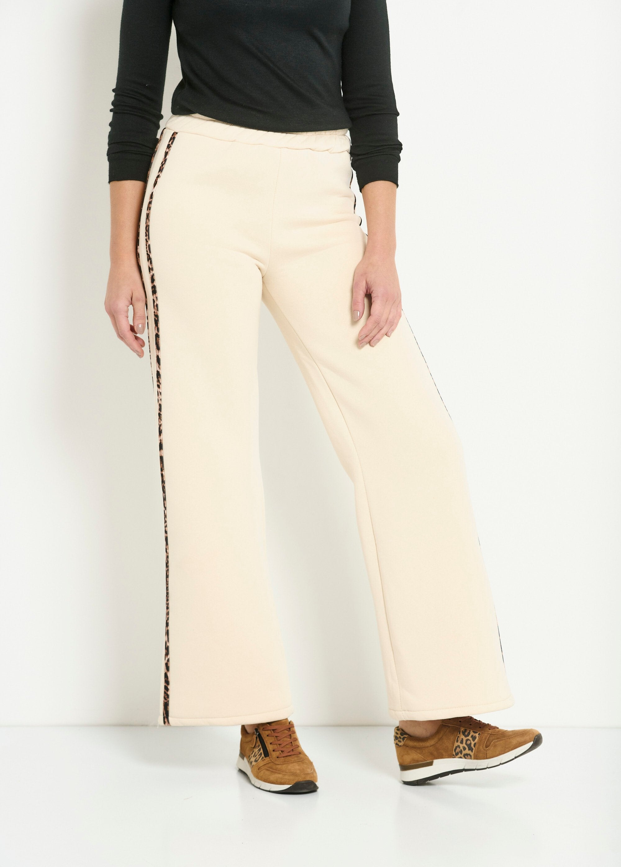 Pantalon_molletonné_confort_bandes_léopard_Beige_FA1_slim