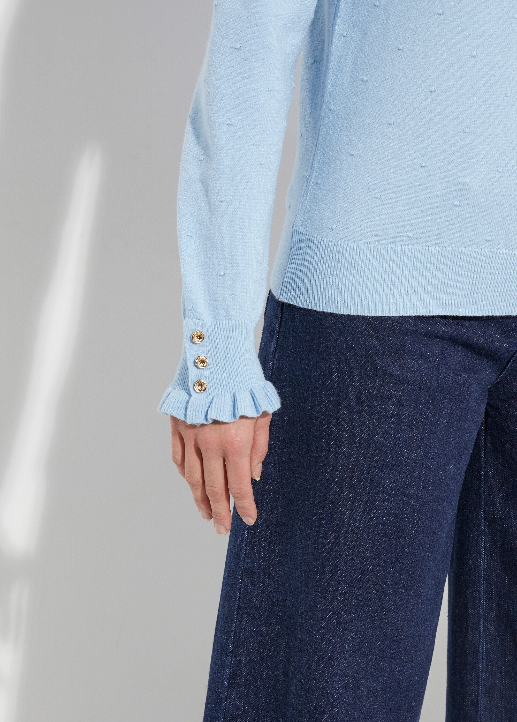 Pull_col_montant_plissé_maille_plumetis_Ciel_DE1_slim