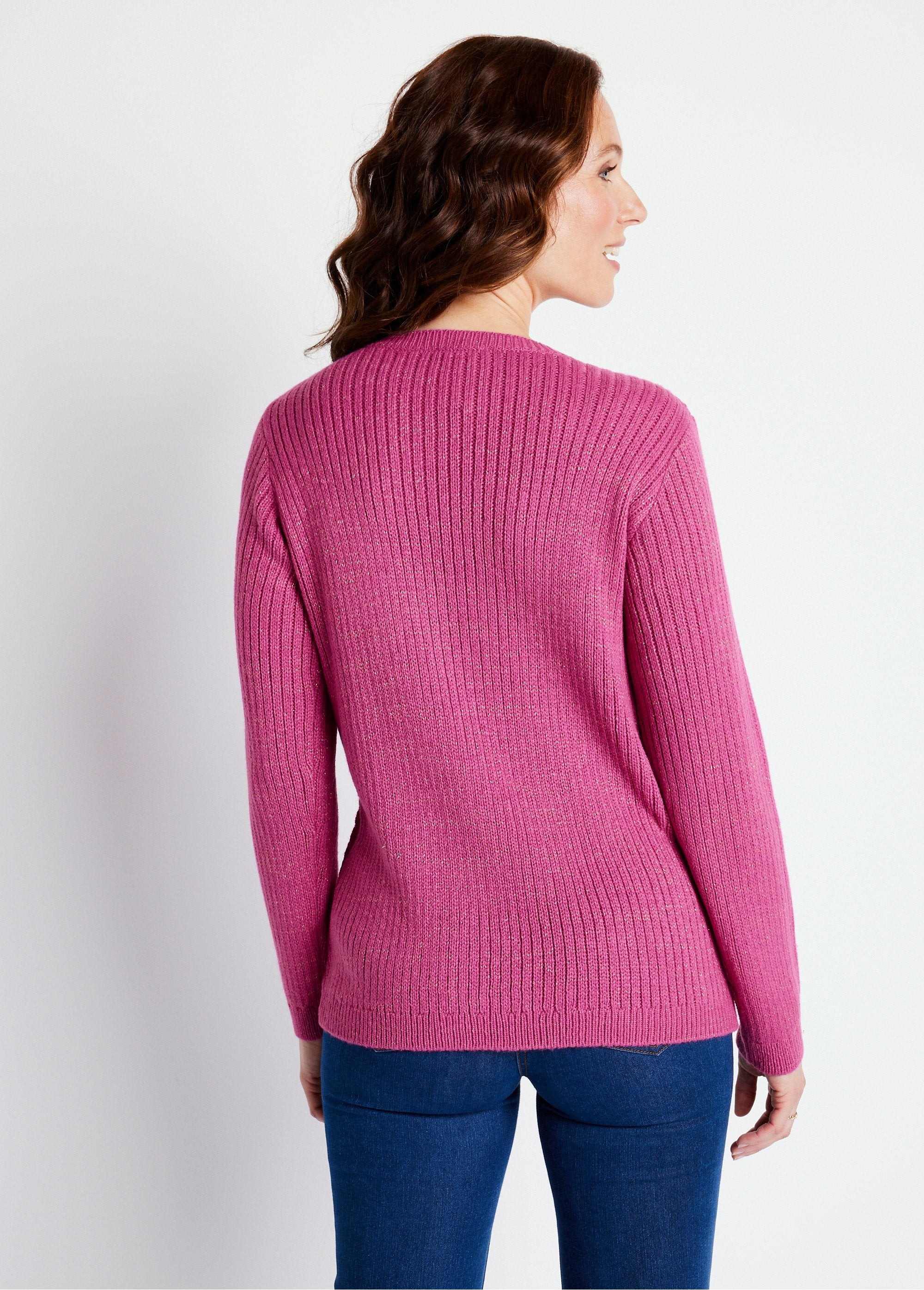 Plain_fancy_knit_V-neck_sweater_Cassis_DO1_slim