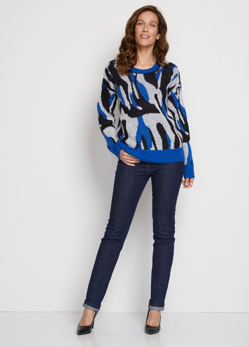 Soft_jacquard_sweater_with_a_fuzzy_knit_Blue_and_black_SF1_slim