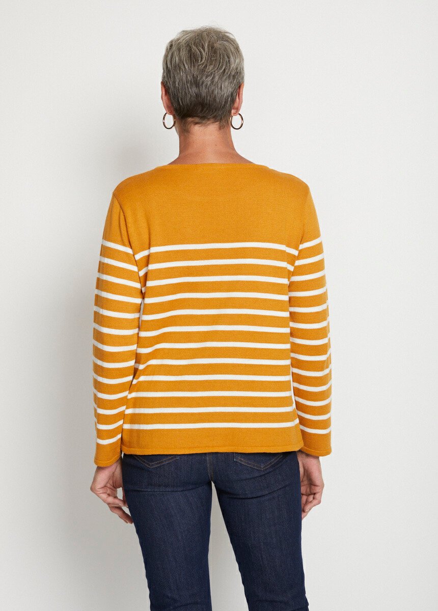 Striped_round_neck_long_sleeve_sweater_Honey_and_ecru_DO1_slim