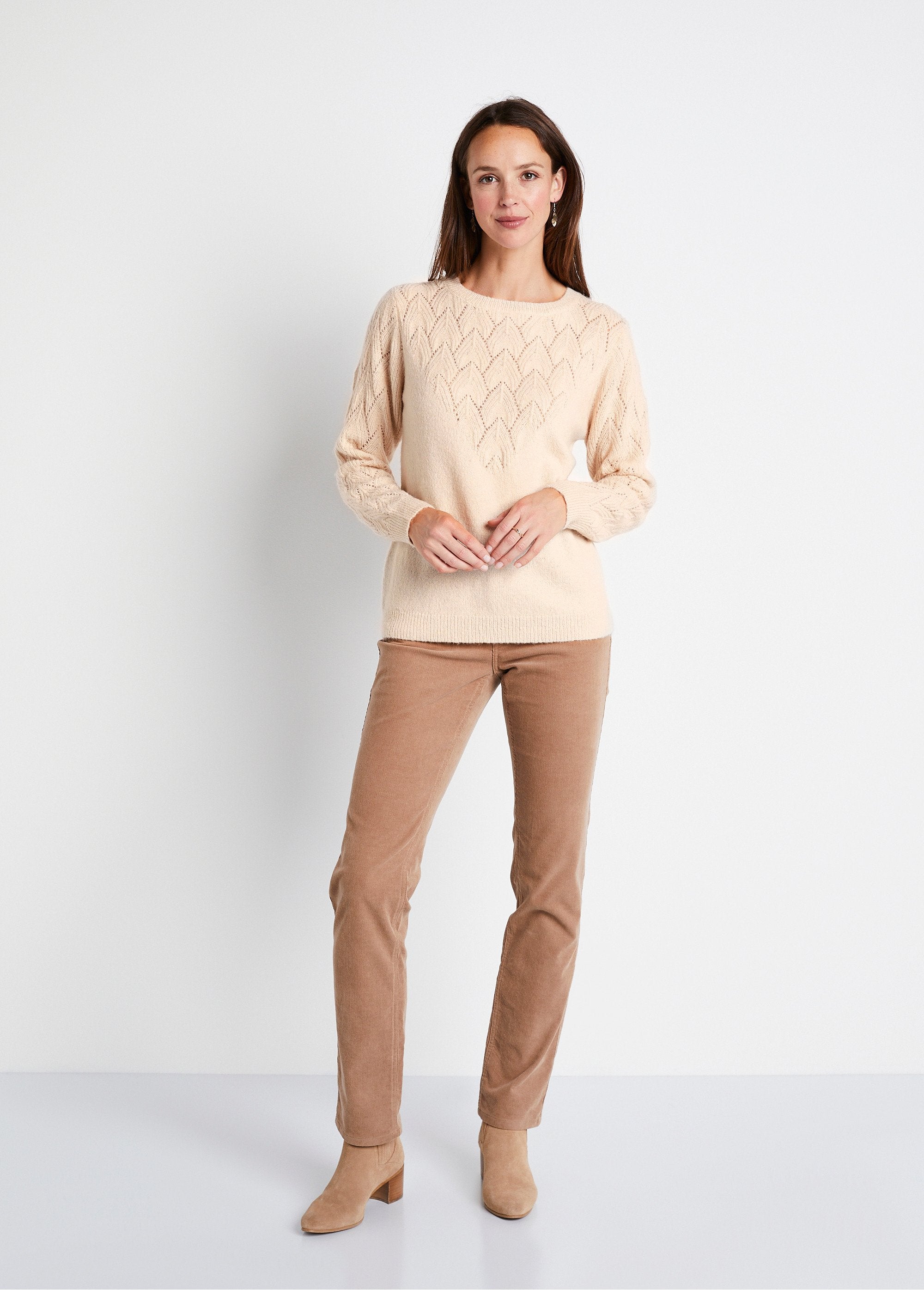 Soft_plain_round_neck_fancy_knit_sweater_Beige_SF1_slim