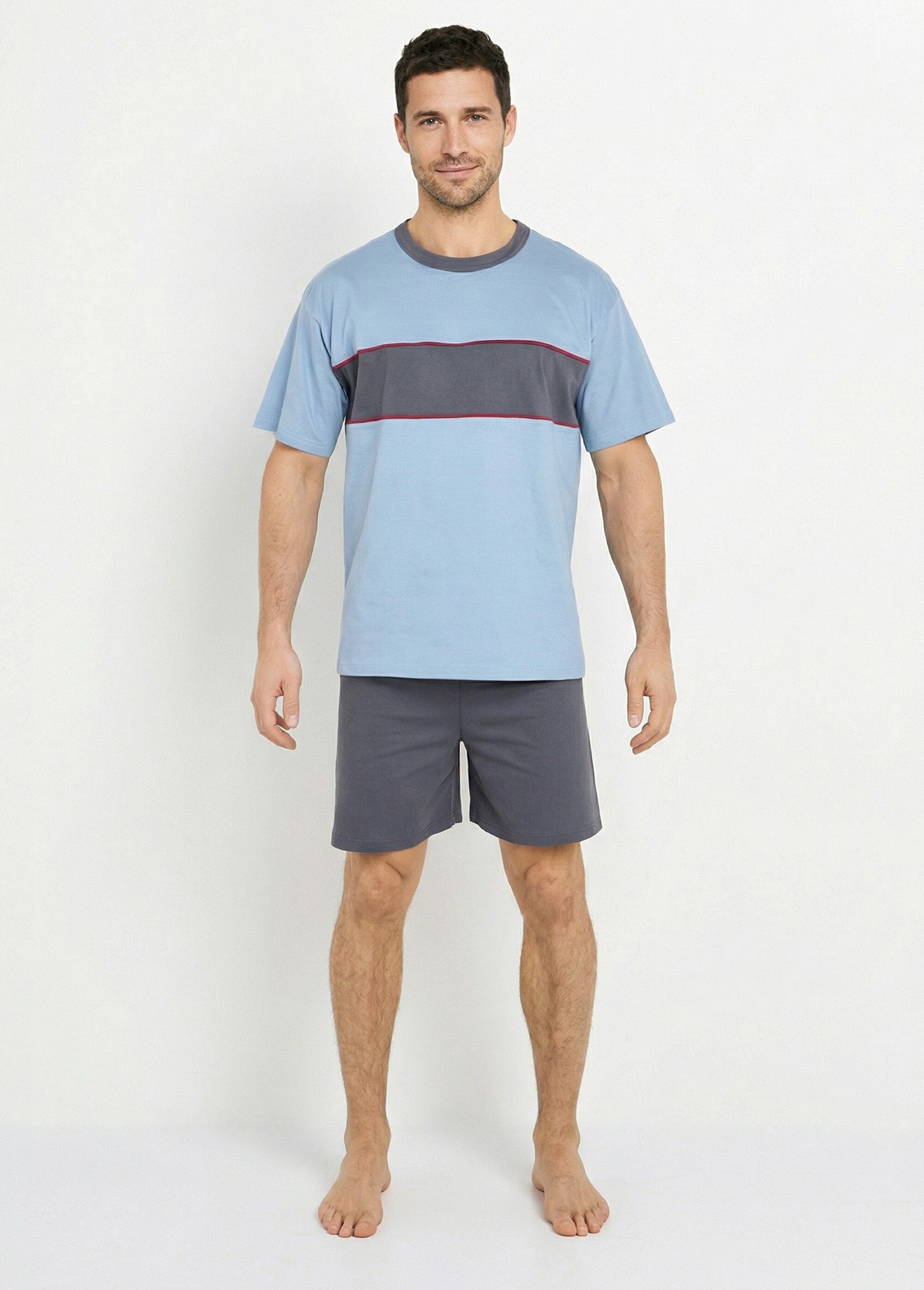 Two-tone_cotton_short_pajamas_Blue_FA1_slim