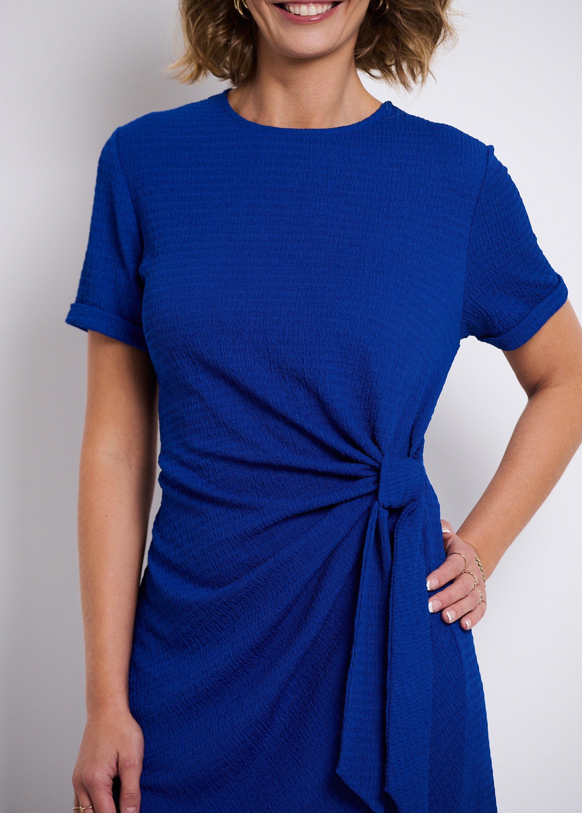 Short_plain_draped_dress_with_belly_cover_effect_Blue_DE2_slim