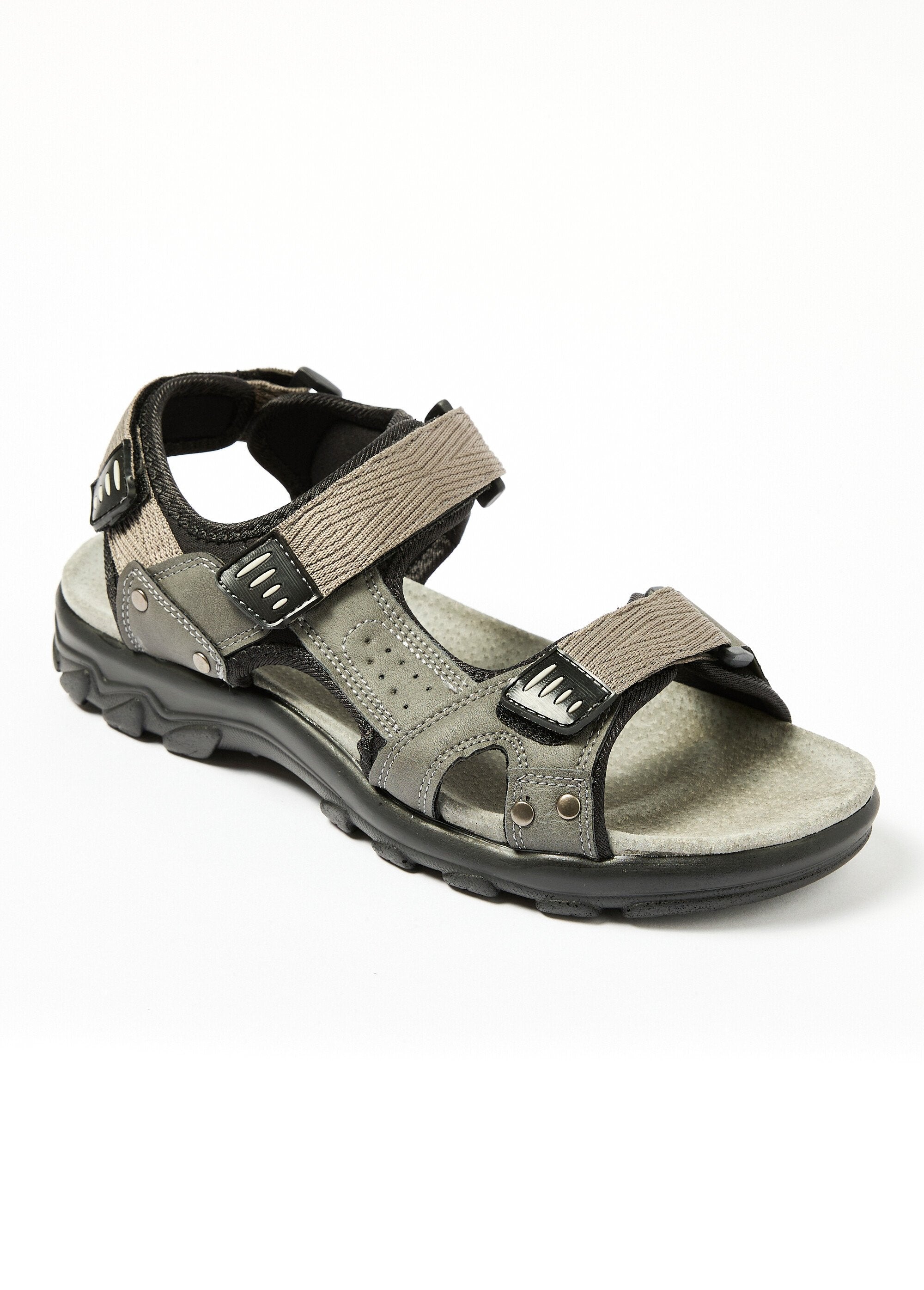 Comfortable_leather_Velcro_sandals_Gray_FA1_slim