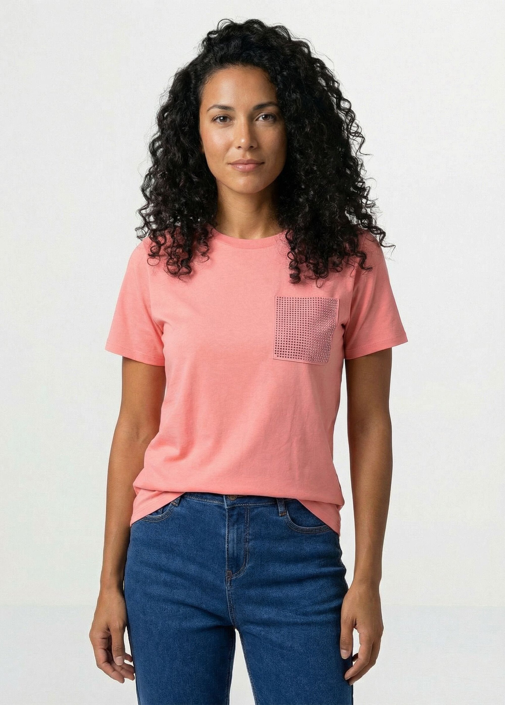 T-shirt_boîte_manches_courtes_strass_Corail_FA1_slim