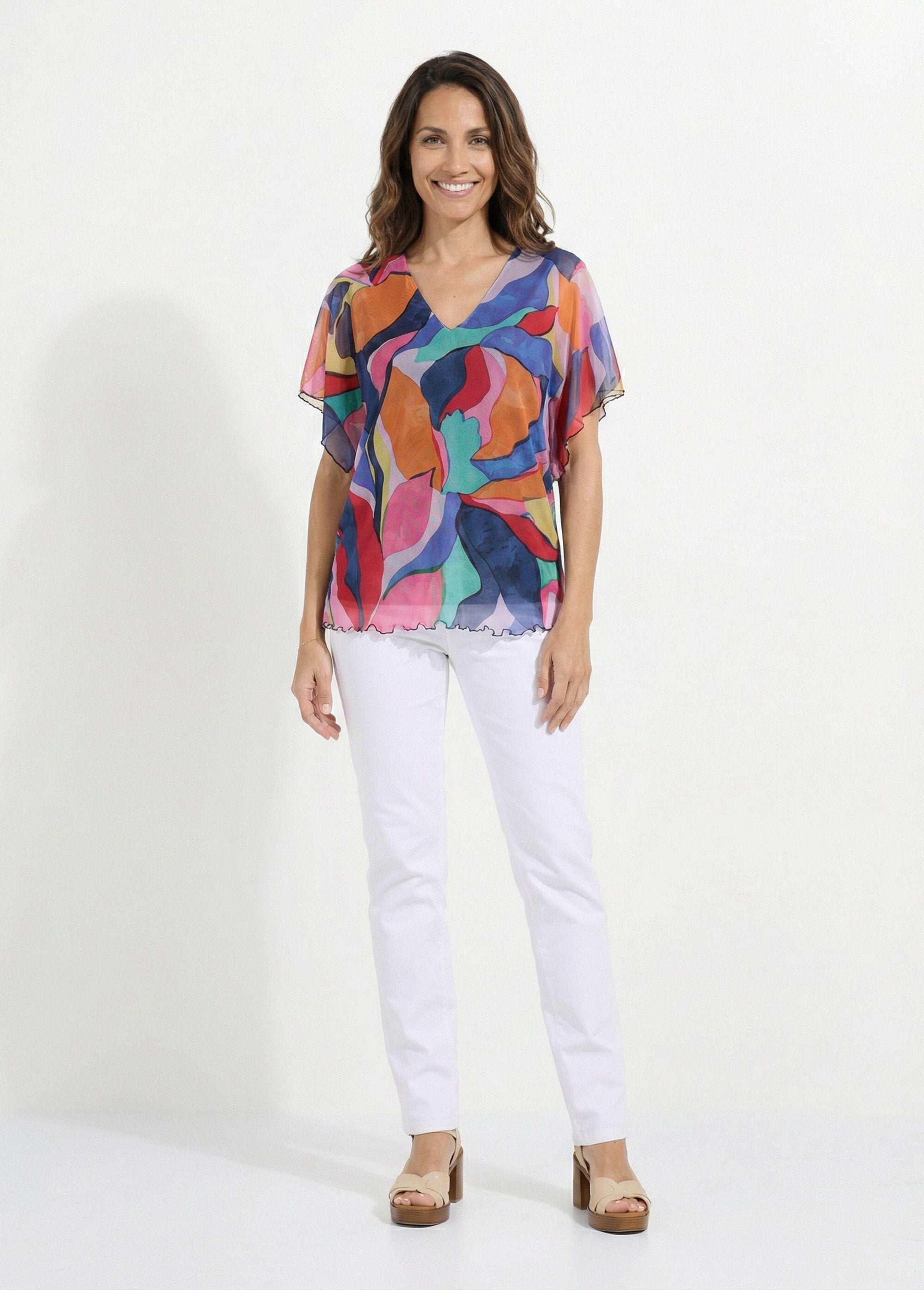 T-shirt_court_col_V_résille_imprimée_Multicolore_SF1_slim