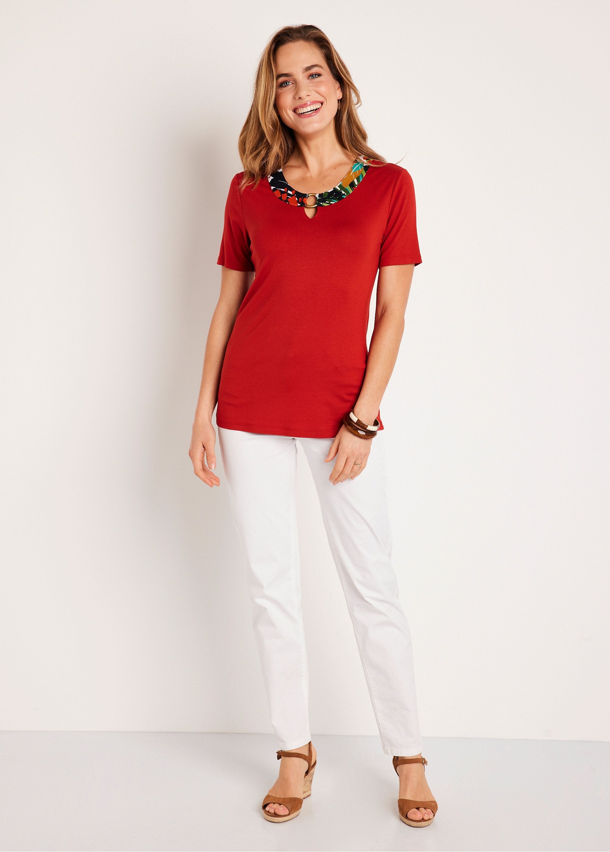 Plain_or_printed_short-sleeved_T-shirt_Plain_paprika_SF1_slim