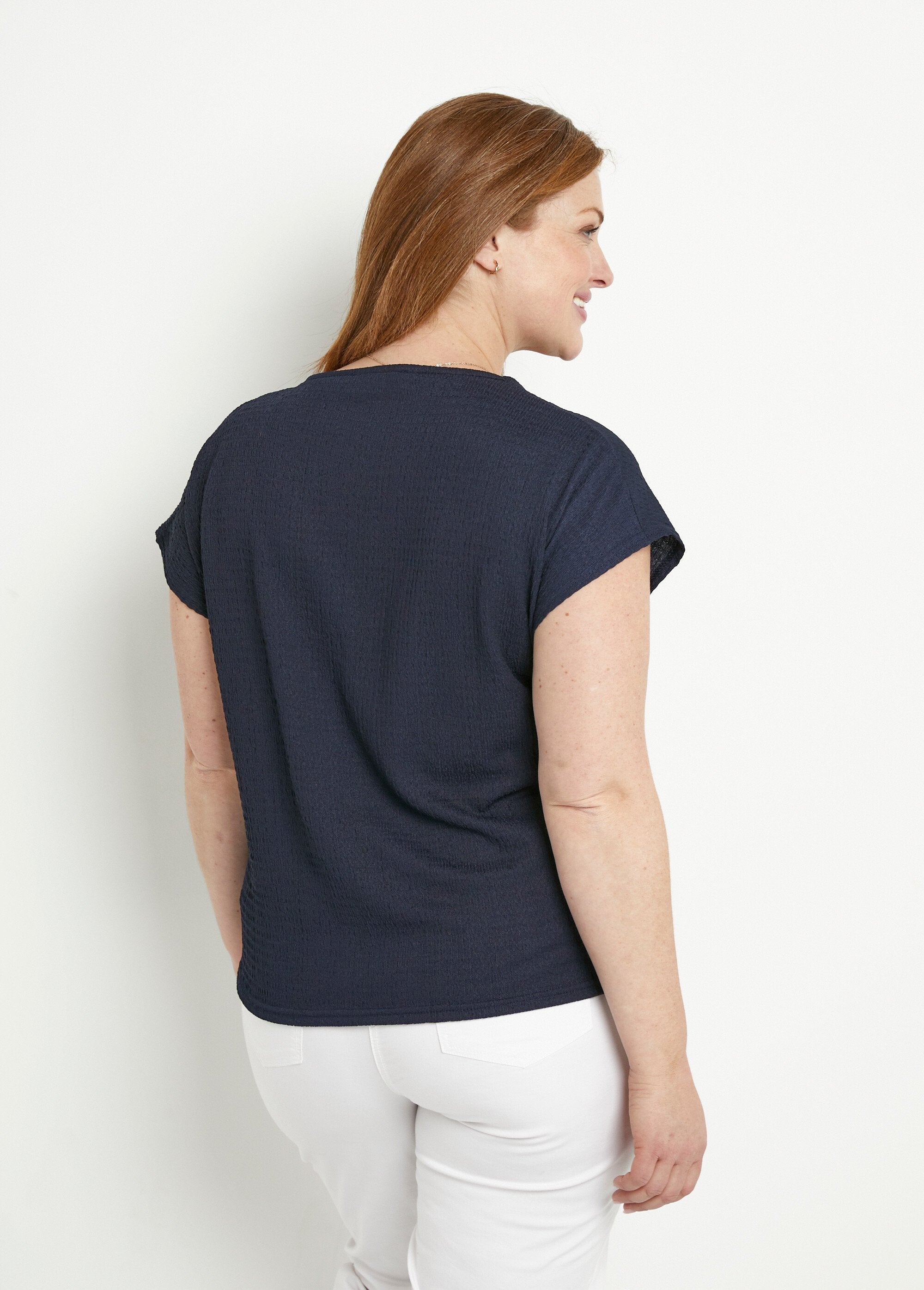 Plain_or_floral_print_short-sleeved_T-shirt_Plain_navy_DO1_curvy